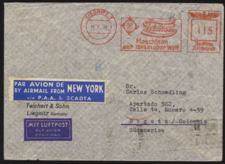 Germany / Columbia 1930 Rare Meter SCADTA Cover