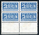 Germany Allied Occupation - Compulsory Tax Stamps Mi 84 Inverted XF NH/LH Bottom Tab Block