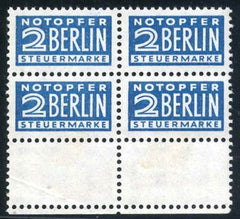 Germany Allied Occupation - Compulsory Tax Stamps Mi 84 Inverted XF NH/LH Bottom Tab Block
