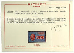 Italy Express Sassone 8 F-VF NH, Cert., Never Issued!