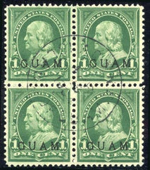US Guam 1 Possessions VF Used Block of 4 cv 140.00