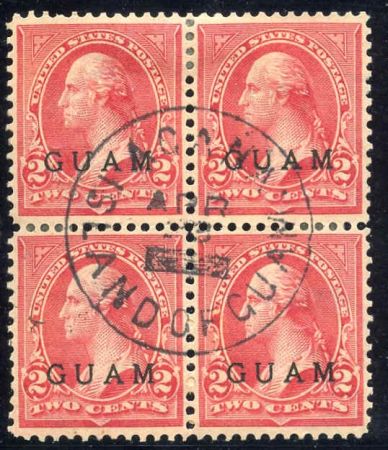 US Possessions - Guam 2 VF Used Block of 4 S-O-N cancel cv $140