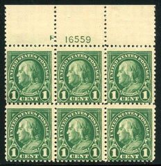 US 0552 Ave - F NH Plate Block of 6 - Minor soiling on left perfs