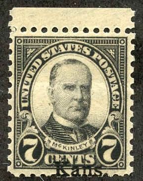 US 665 VF NH Low Kansas Overprint at Bottom