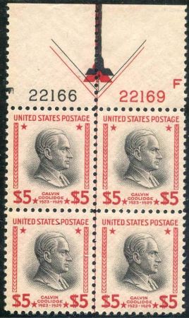 US 834 VF - XF NH Top Plate Number block with Arrow