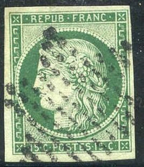 France 0002b Maury 2c VF + Used 4 Large Margins - Star Cancel cv $1100.00