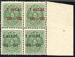 Iceland 52 Variety F - VF NH Block of 4 with 2 certs - mixed overprints black and red