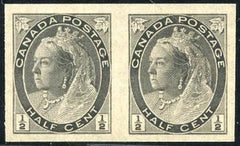 Canada 74a Hinged XF Imperf Horiz Pair without Gum - Large Margins cv $475