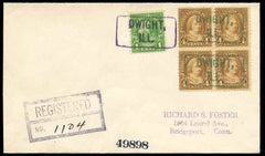 US Illinois, Dwight 552, 556 Fancy Cancel Cover, "Dwight" in Rectangle