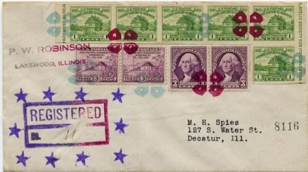 US Illinois, Lakewood 720a, 727, 730a Fancy Cancel Cover