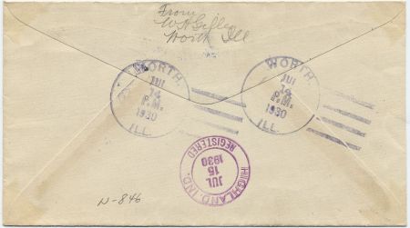 US Illinois, Worth 551, 683 Fancy Cancel Cover, Registered Cancel