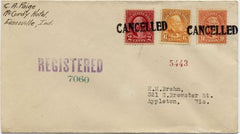 US Indiana, Evansville 634, 638, 641 Fancy Cancel Cover, "Cancelled"