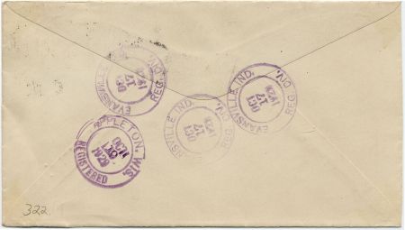 US Indiana, Evansville 634, 638, 641 Fancy Cancel Cover, "Cancelled"