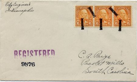 US Indiana, Indianapolis 638 Fancy Cancel Cover, "I"