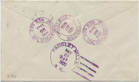 US Indiana, Indianapolis 638 Fancy Cancel Cover, "I"