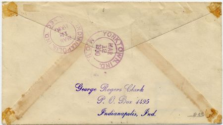 US Indiana, Yorktown 632, 634, 642, 651 Fancy Cancel Cover