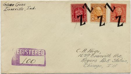 US Indiana, Zionsville 638, 641, 680 Fancy Cancel Cover