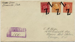US Indiana, Zionsville 638, 641, 680 Fancy Cancel Cover