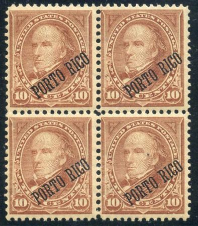 US Possessions - Puerto Rico 214 F - VF NH Block of 4 - Pristine cv $220