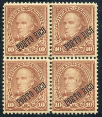 US Possessions - Puerto Rico 214 F - VF NH Block of 4 - Pristine cv $220