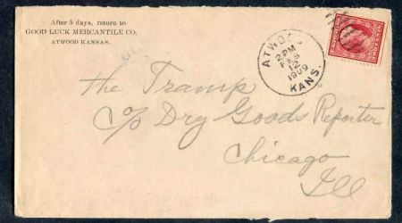 US 367 Early Commemoratives on VF FDC stamp is F - VF SE Atwood, KS from "Good Luck" cv $500