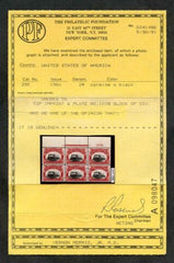 US 295 Early Commemoratives VF NH Fresh PL block of 6 - PFC Scarce and so nice! cv 475.00