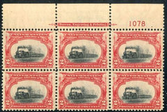 US 295 Early Commemoratives VF NH Fresh PL block of 6 - PFC Scarce and so nice! cv 475.00