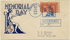 US Iowa, Lincoln 641 Fancy Cancel Cover, Memorial Day