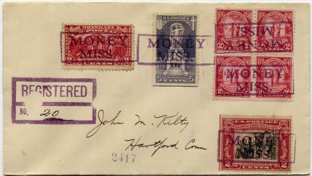 US Mississippi, Money 628, 644, 651, 683 Fancy Cancel Cover