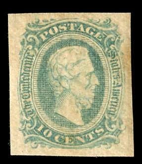 US CSA 011c Confederates & Possessions Greenish Blue XF NH
