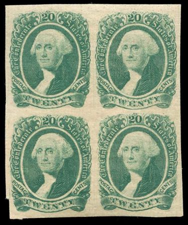US CSA 13b Dark Green VF - XF NH Block of 4