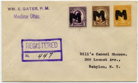 US Ohio, Medina 635, 636, 642 Fancy Cancel Cover, Soild "M" Cacncel