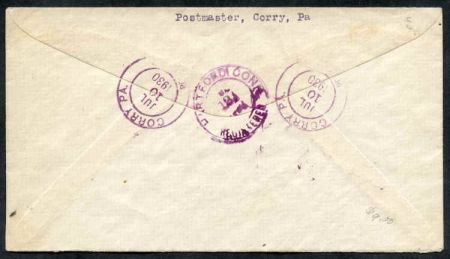US Pennsylvania, Corry 632, 657, 682 Fancy Cancel Cover, Star