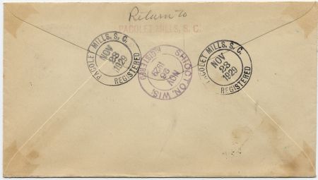 US South Carolina, Pacolet Mills 633, 650, 654 Fancy Cancel Cover, Torch, Fire