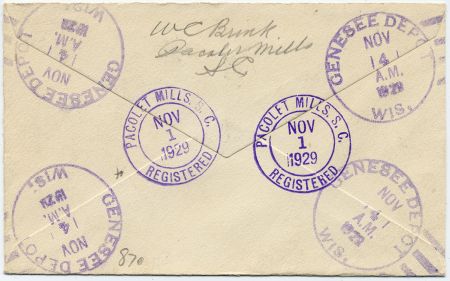 US South Carolina, Pacolet Mills 633, 636 Fancy Cancel Cover, "PM"
