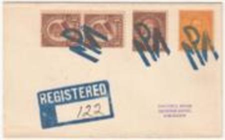 US South Carolina, Pacolet Mills 633, 636, 642 Fancy Cancel Cover, solid "PM" in blue