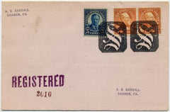 US Pennsylvania, Sharon 637, 638 Fancy Cancel Cover, Negative "S" in Rectangle