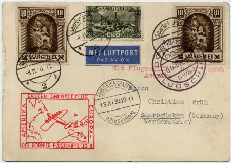 Saar 1931 Do-X Flight Card with High Value Franking