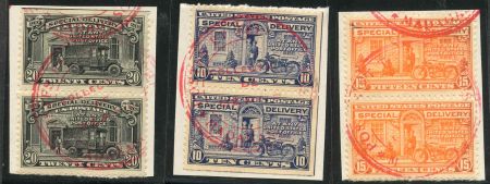 US E12 - E14 VF Pairs Affixed to page, Madagascar receiving specimen ovpts. Unique!