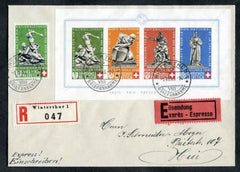Switzerland B105 + B100 XF Registered Cover with S/S Avg 1 nat festival day backstamped
