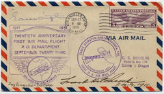 US 1931 C12 on Anniversary Cover Signed by Pilot, Earle Ovington
