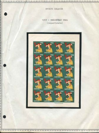 US Possessions - Ryukyu Islands WX2a Possessions VF/NH Xmas Seals full sheet of 20 w/anti-TB facing slip, (cv $2,500.00)