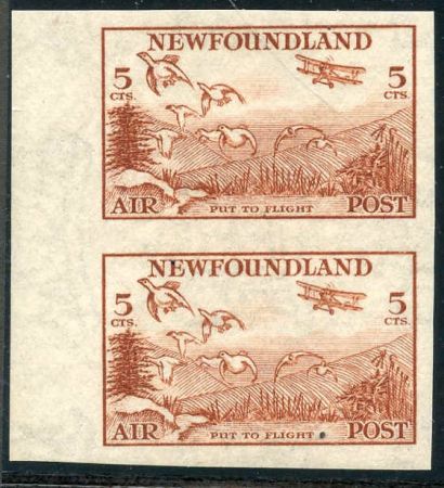 Newfoundland C13a LH Left Margin Vertical Imperf Pair cv $275