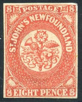 Newfoundland 8 VF LH 4 margins faint thin UR Corner cv 400.00 PFC
