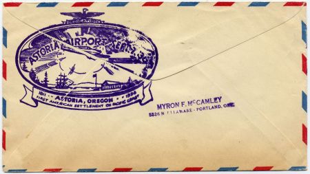 US 1936 UC28 Portland OR Airmail Cover Signed by Pilot