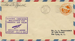 US 1937 UC28 1937 (Jul 6) UC28 Oregon Air Tour cover signed by Pilot