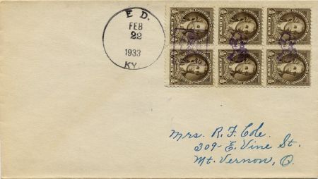 US Kentucky, Ed 764 Fancy Cancel Cover, Washington, Butterfly