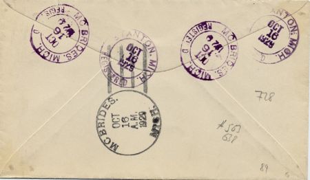 US Michigan, McBrides 638, 692 Fancy Cancel Cover, Cross
