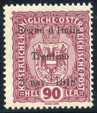Austria N46 Italian Occupation - Trentino Fine LH Mint UL New Avi Cert - Rare cv $2,250