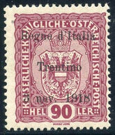 Austria N46 Italian Occupation - Trentino Fine LH Mint UL New Avi Cert - Rare cv $2,250